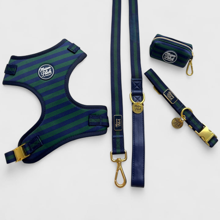 Signature Oxford Ultimate Bundle - Adjustable harness, collar, leash, poop bag