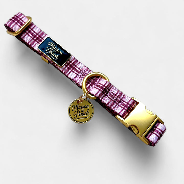 Plaid Collection - Pink Mulberry Adjustable Collar